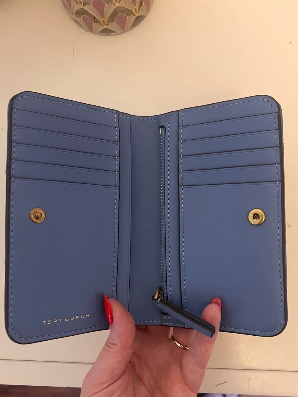 Tory Burch Willa Bifold Wallet Leather- Bluewood- With Tags